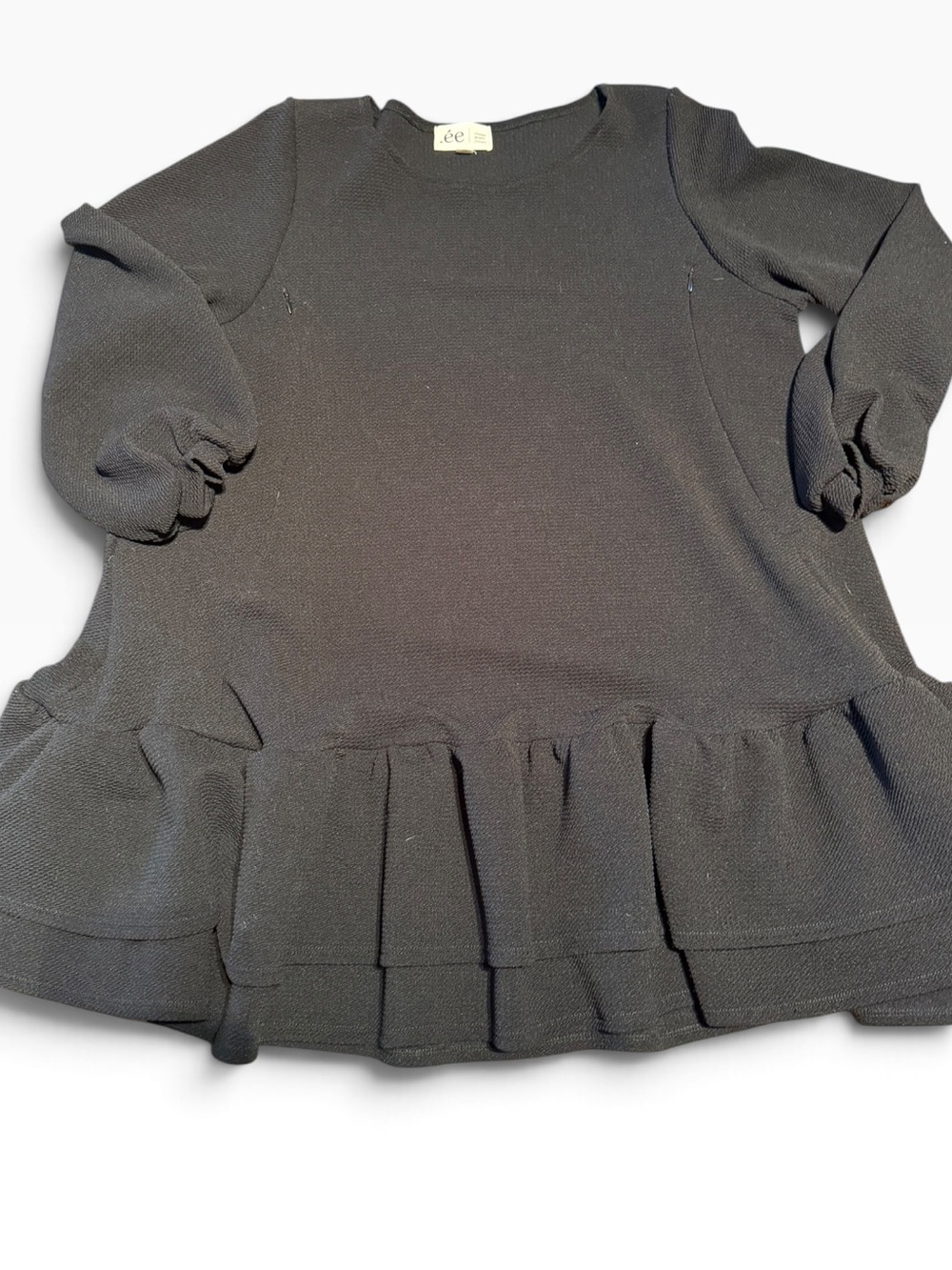 Maternity Black Ruffle Hem Long-Sleeve dress/tunic M